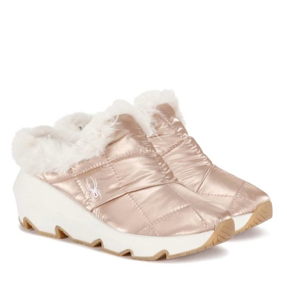 Spyder Shoes - SPYDER Conway Blush Metallic Quilted Faux Fur Booties